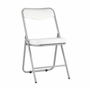 Складной стул Джонни экокожа белый каркас металлик_общий вид