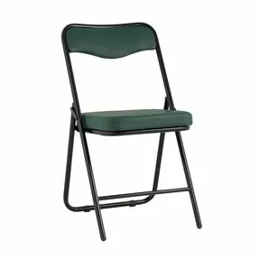 Складной стул Джонни экокожа зелёный каркас черный матовый_общий вид