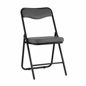 Складной стул Джонни экокожа серый каркас черный матовый_общий вид